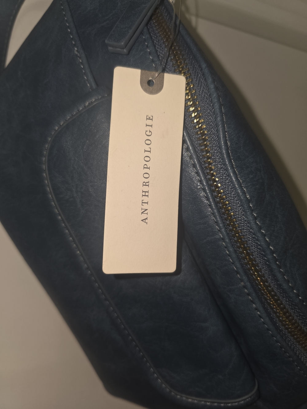 Anthropologie Teal Leather-Effect Crossbody with Front Pocket